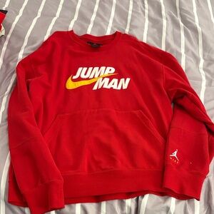 Nike Red and Yellow Jumpman Crewneck Sweater